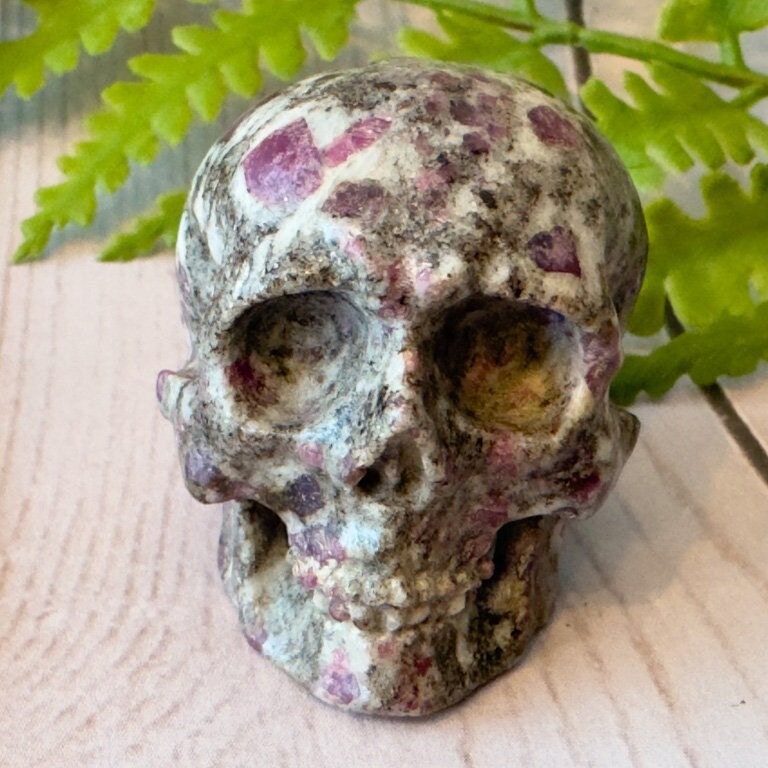 Ruby in Feldspar Skull Carving by Artifactual