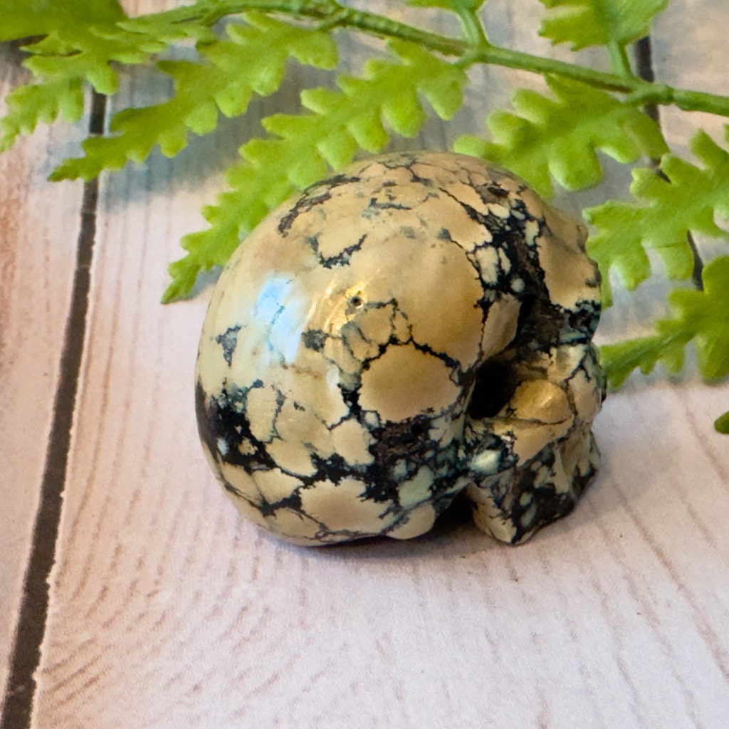 Gorgeous Peacock Variscite Crystal Skull from Artifactual