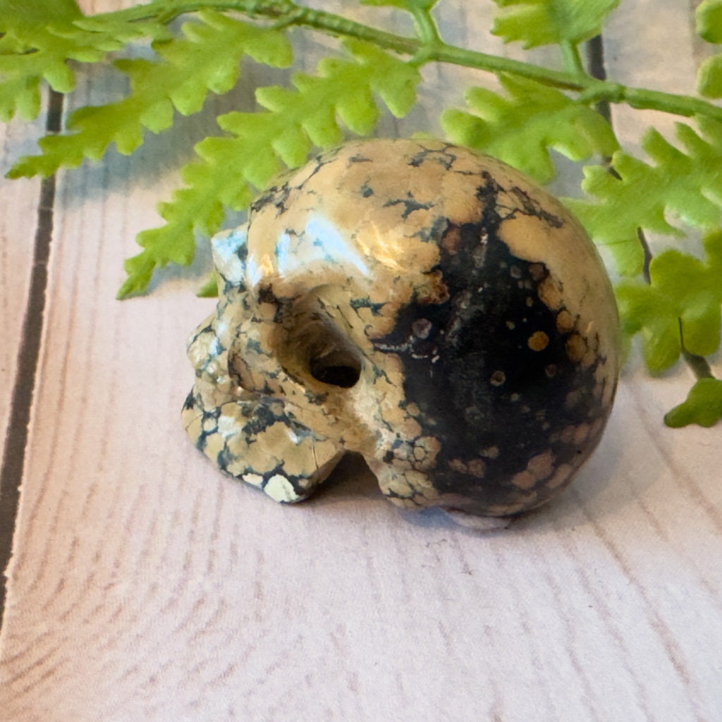 Gorgeous Peacock Variscite Crystal Skull from Artifactual