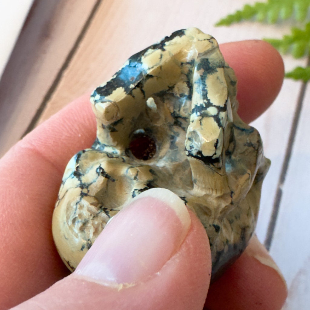 Gorgeous Peacock Variscite Crystal Skull from Artifactual