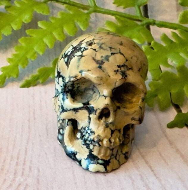 Gorgeous Peacock Variscite Crystal Skull from Artifactual