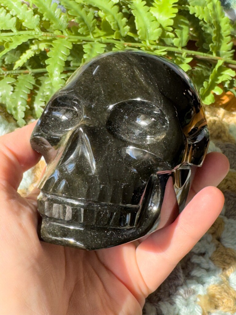 Amazing Gold Sheen Obsidian Skull