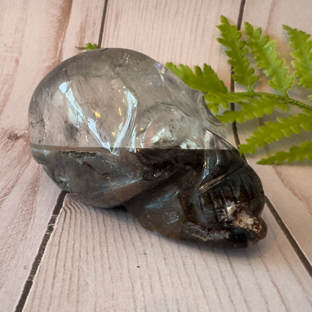 Gorgeous lodolite quartz skull carved by Igor de Souza