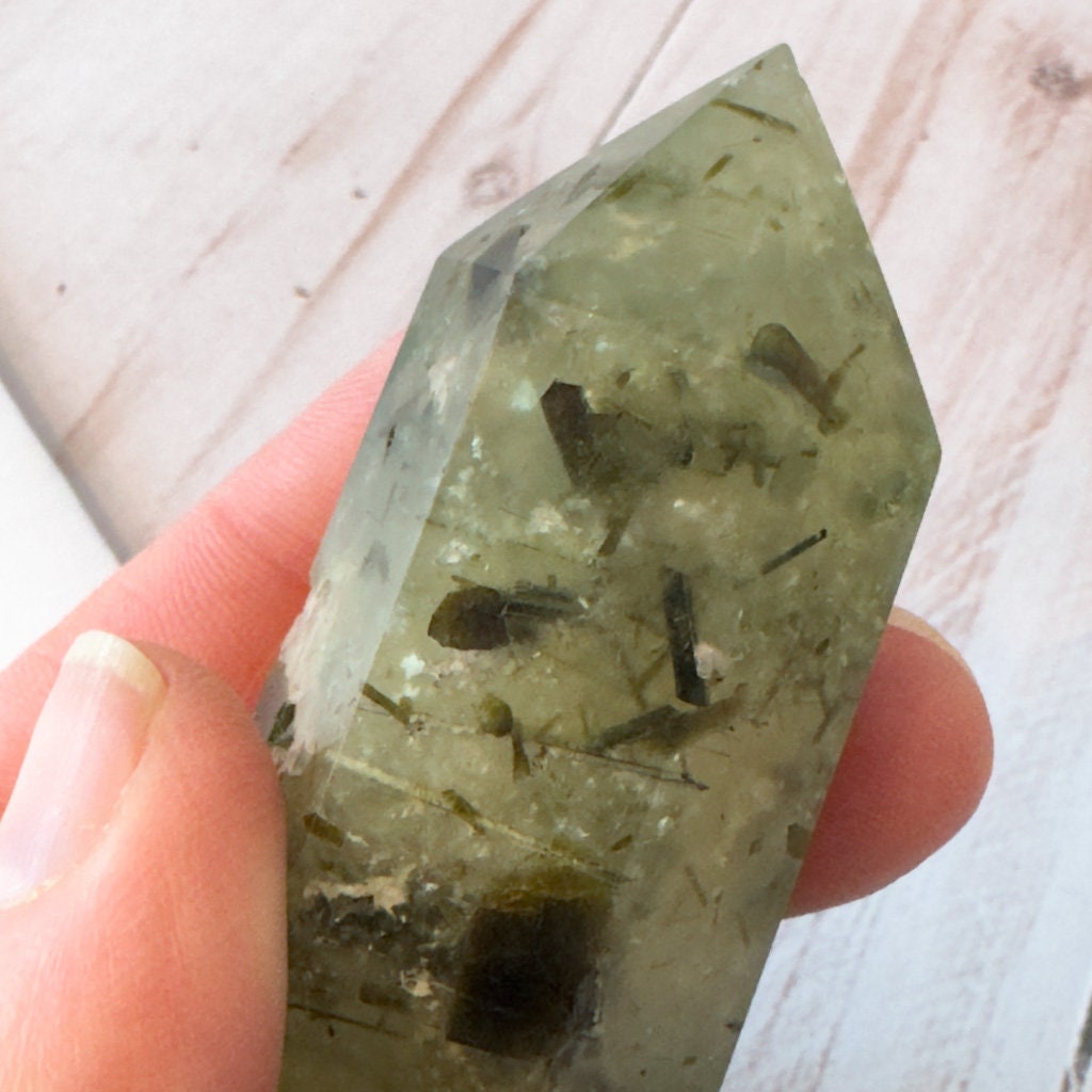 Prehnite Skull Wand Carved by Artifactual