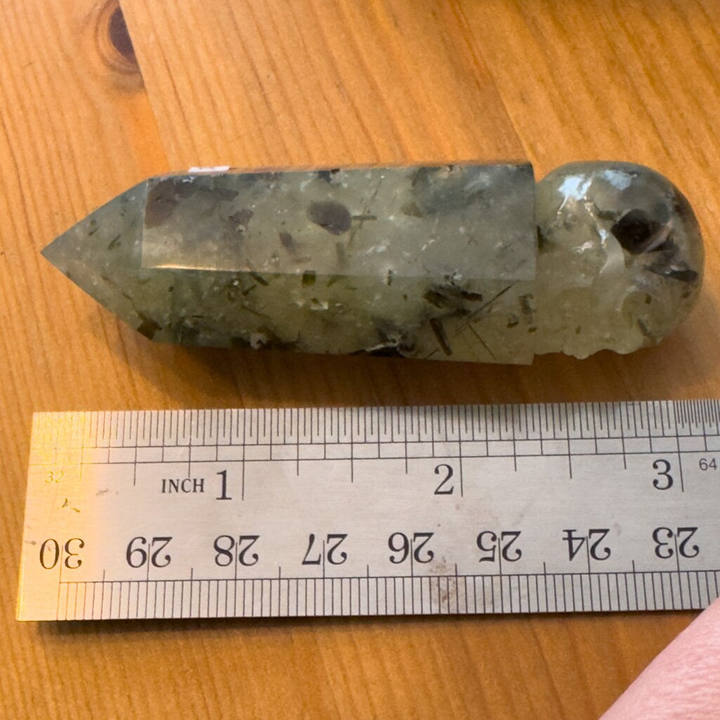 Prehnite Skull Wand Carved by Artifactual