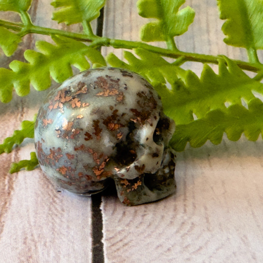Rare Copper in Agate Skull Carved by Artifactual #1