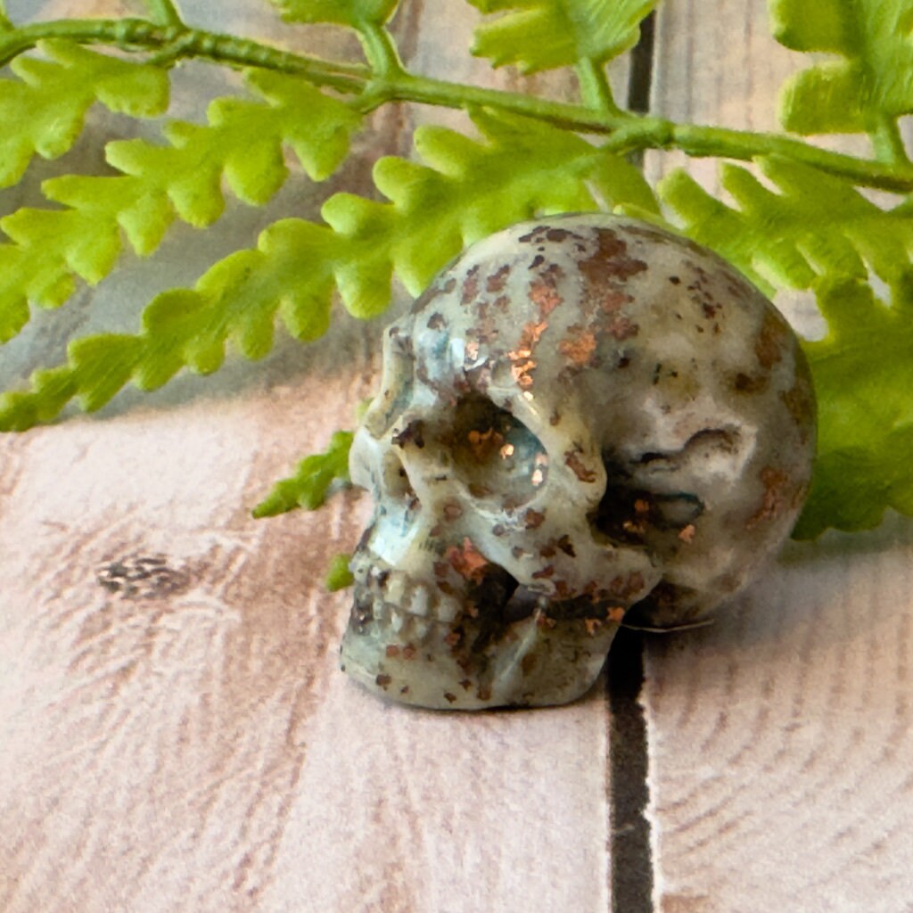 Rare Copper in Agate Skull Carved by Artifactual #1