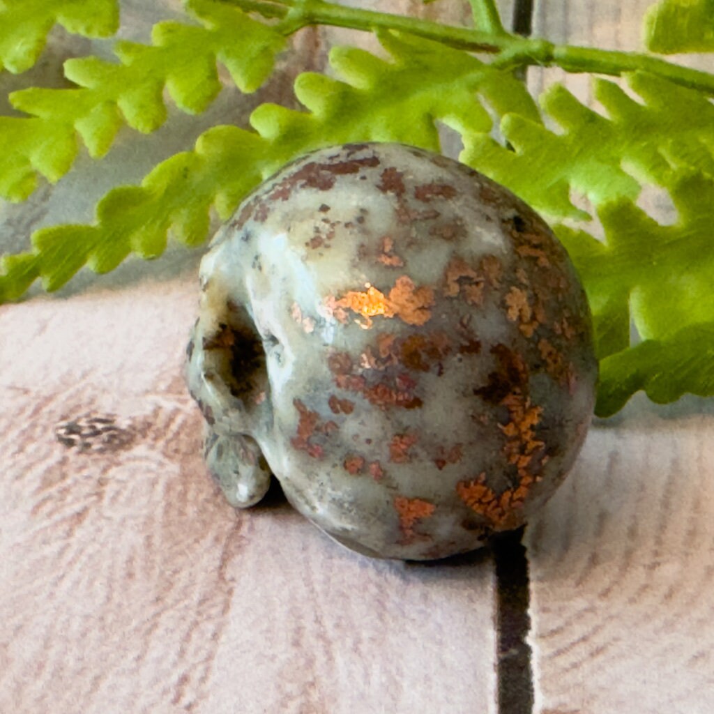 Rare Copper in Agate Skull Carved by Artifactual #1