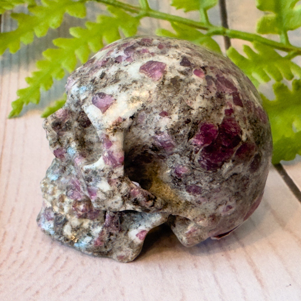 Ruby in Feldspar Skull Carving by Artifactual