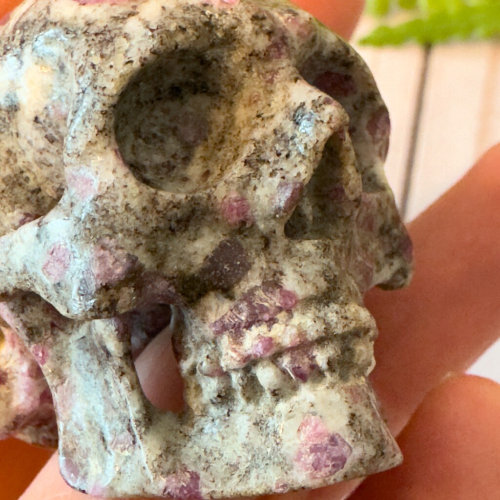 Ruby in Feldspar Skull Carving by Artifactual