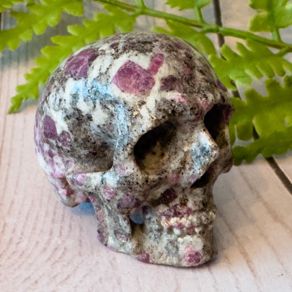 Ruby in Feldspar Skull Carving by Artifactual