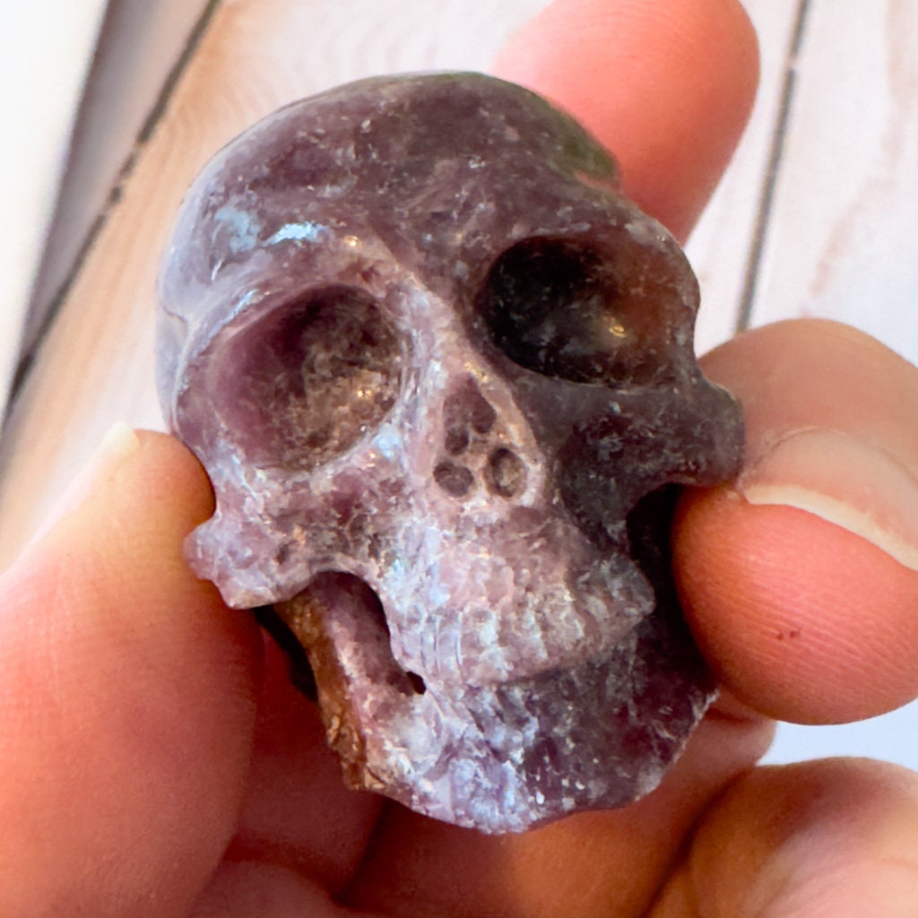 Sweet Lepidolite Crystal Skull by Artifactual