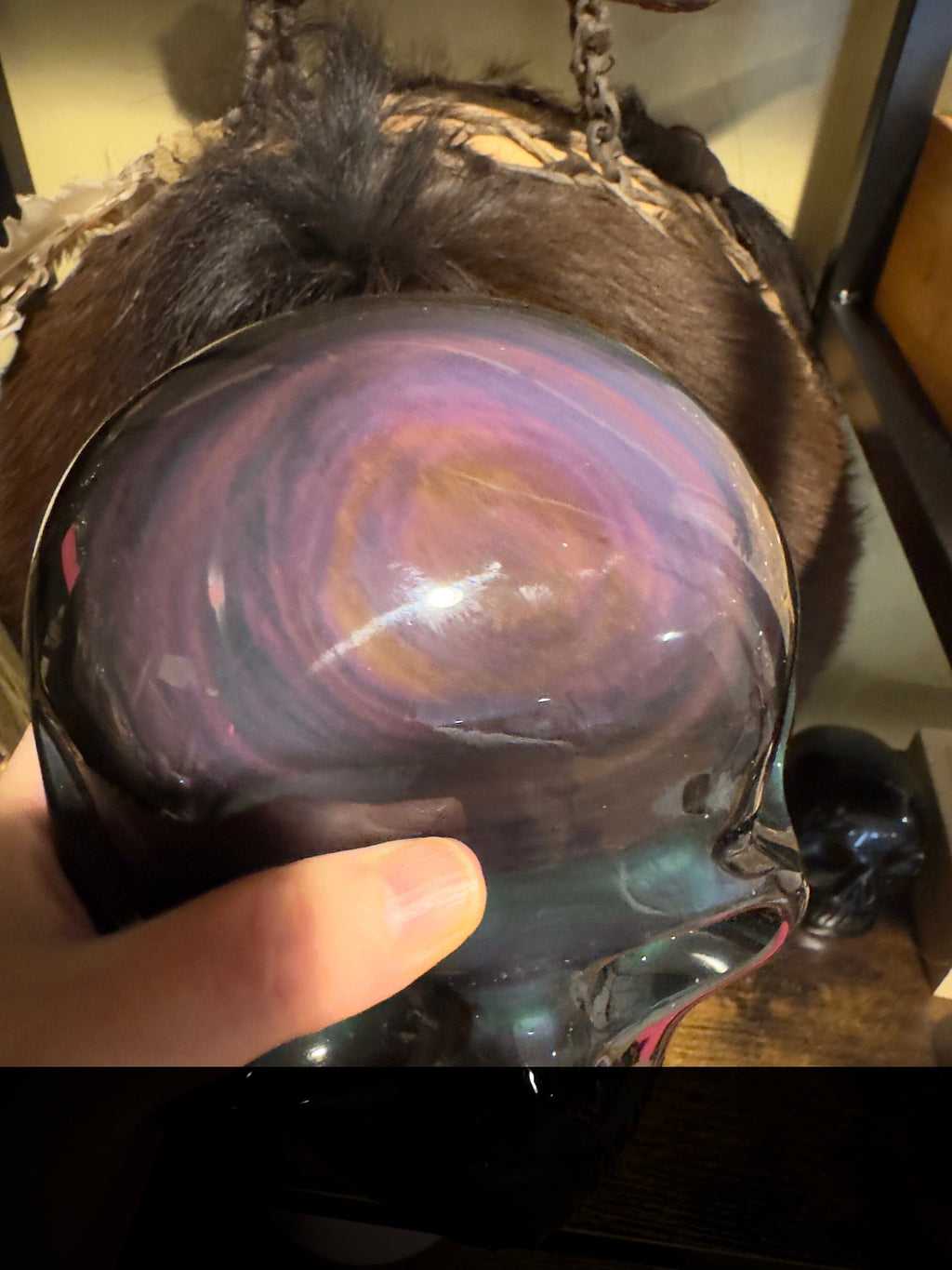 Stunning Rainbow Velvet Obsidian Skull