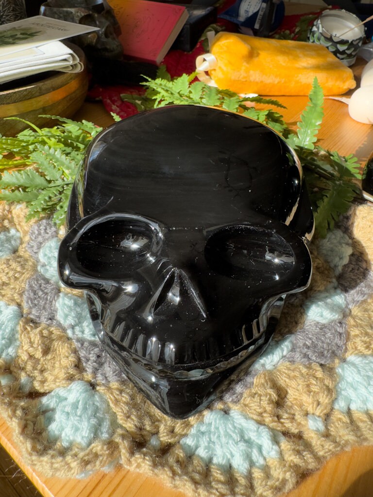 Stunning Rainbow Velvet Obsidian Skull