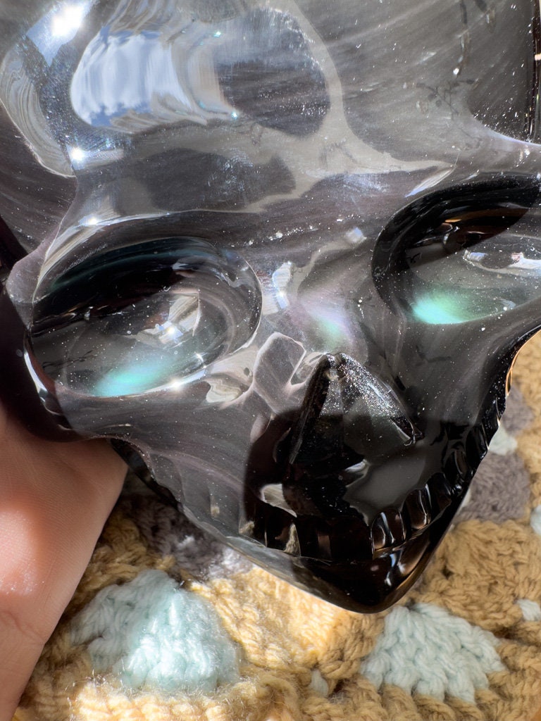 Stunning Rainbow Velvet ObsidianStunning Rainbow Velvet Obsidian Skull Skull