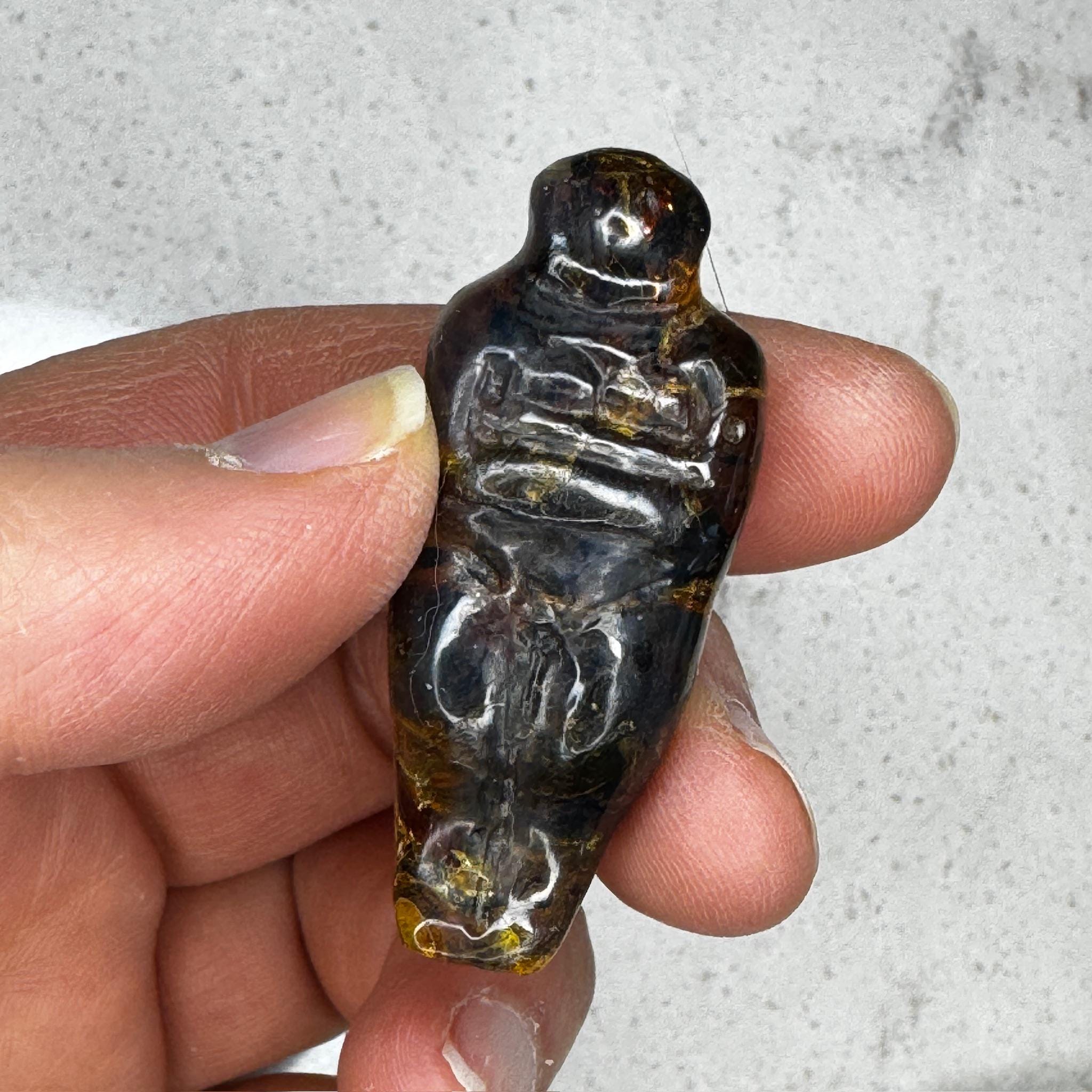 Small Amber Goddess Carving with Rough Back from Artifactual