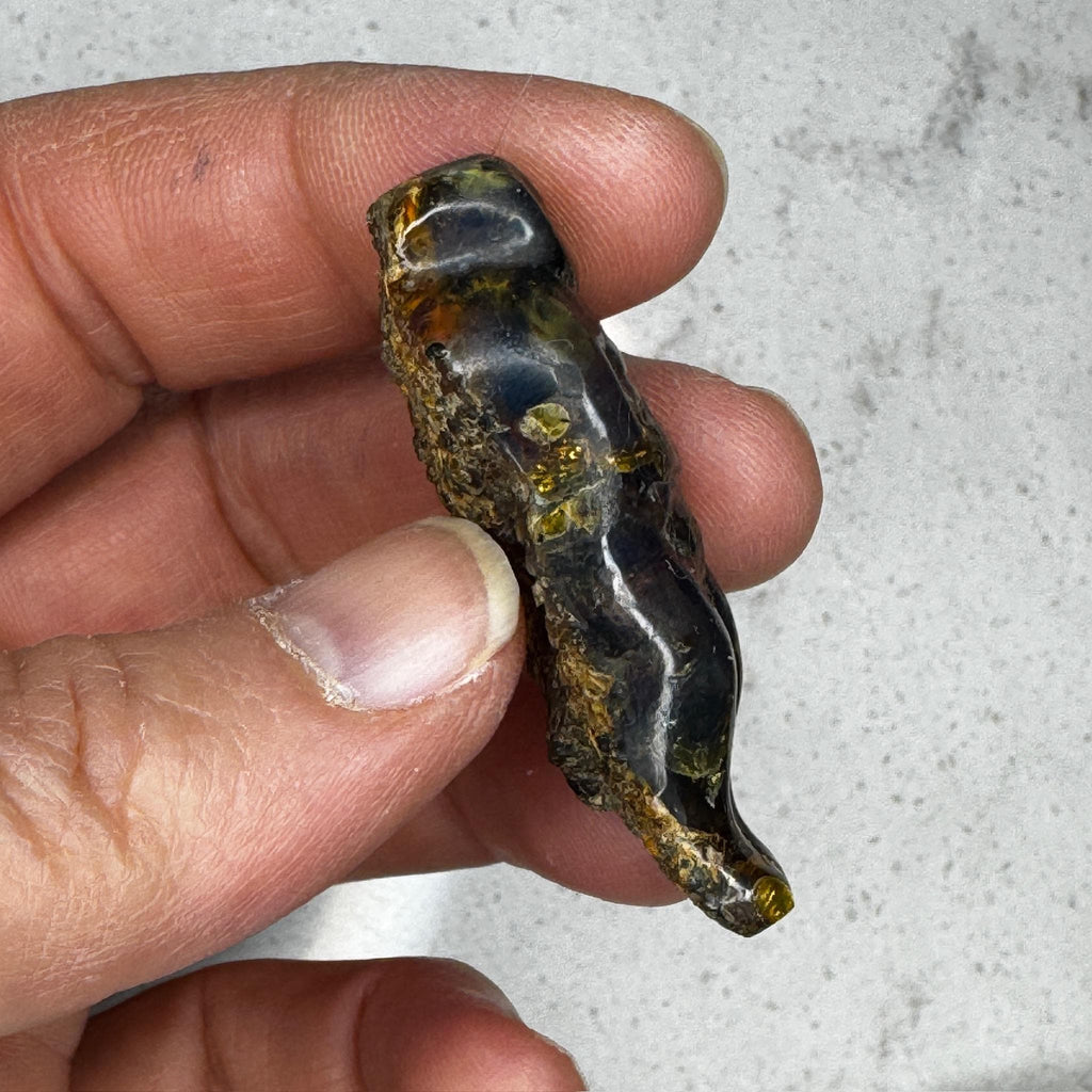 Small Amber Goddess Carving with Rough Back from Artifactual