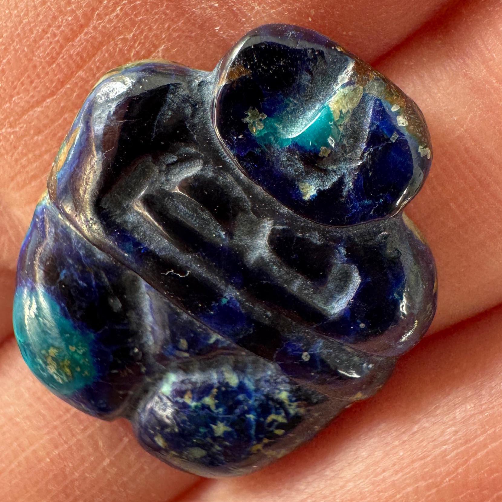 This is an adorable small azurite carved goddess we got from Artifactual in Tucson