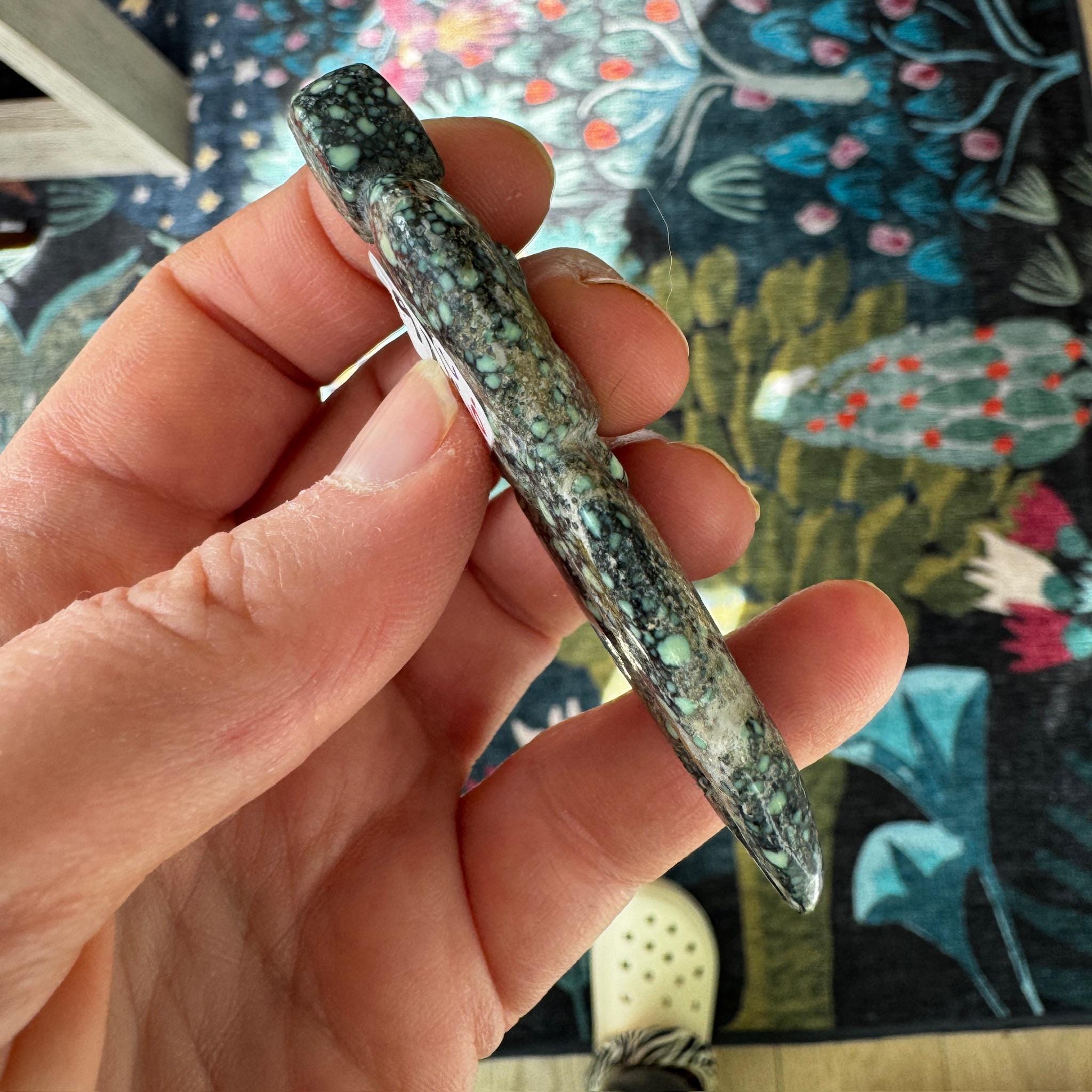 This is a beautiful, larger turquoise in matrix goddess we got from Artifactual