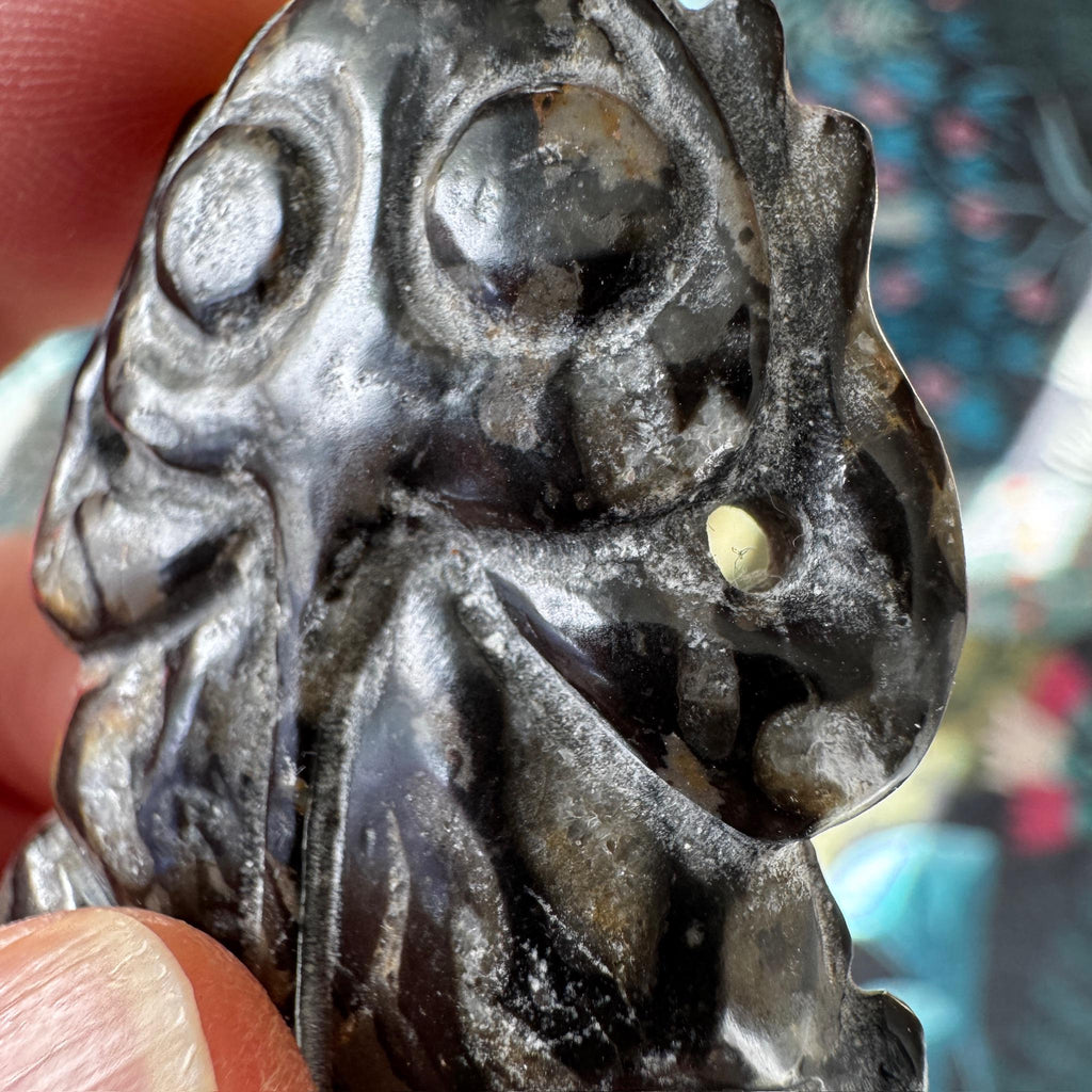 Jasper Frog Carving: Detailed Stone Pendant (2" x 1 1/2")