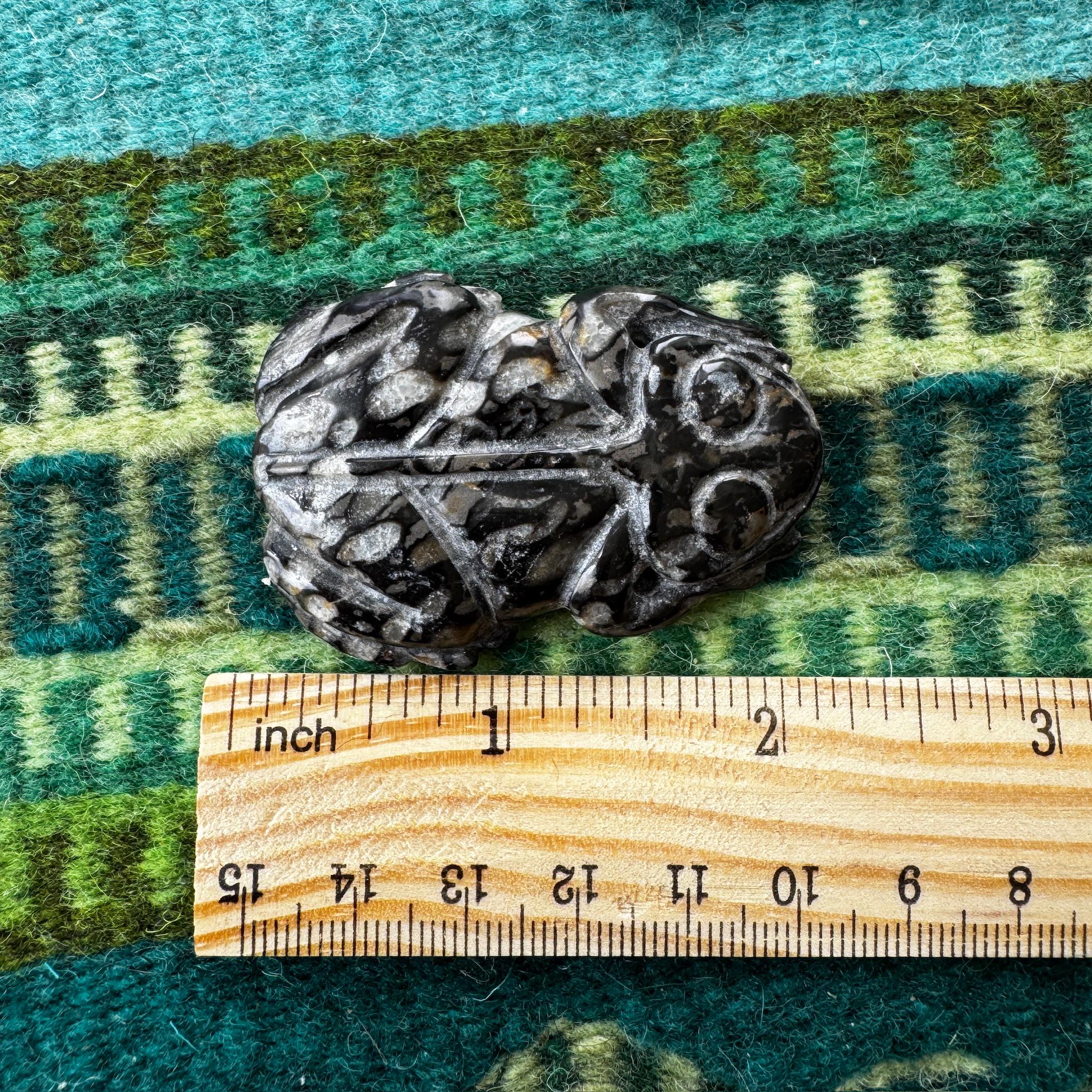 Jasper Frog Carving: Detailed Stone Pendant (2" x 1 1/2")