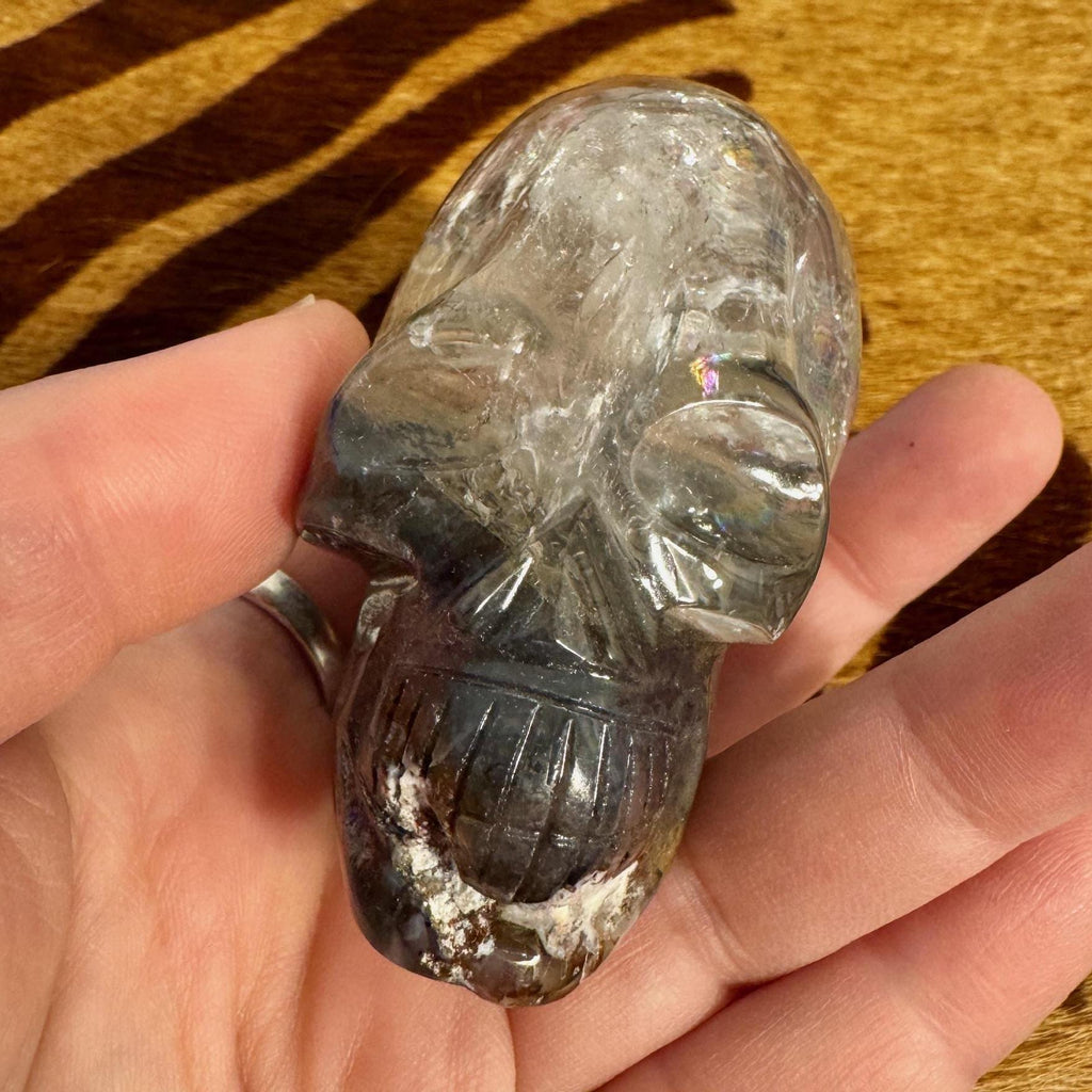 Gorgeous lodolite quartz skull carved by Igor de Souza