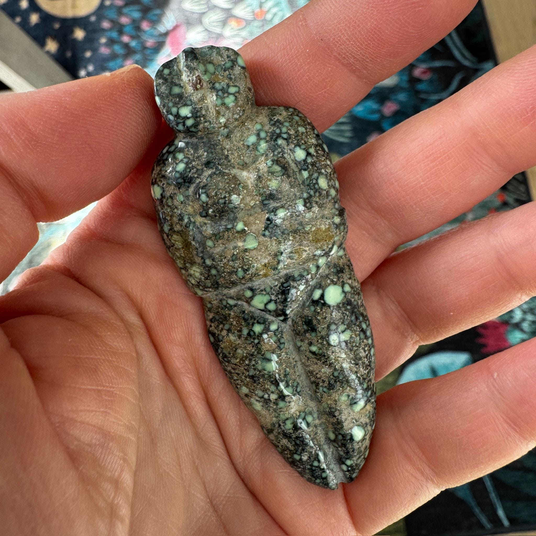 This is a beautiful, larger turquoise in matrix goddess we got from Artifactual