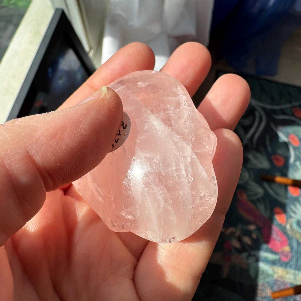 Leandro de Souza Rose Quartz Palm Stone Skull