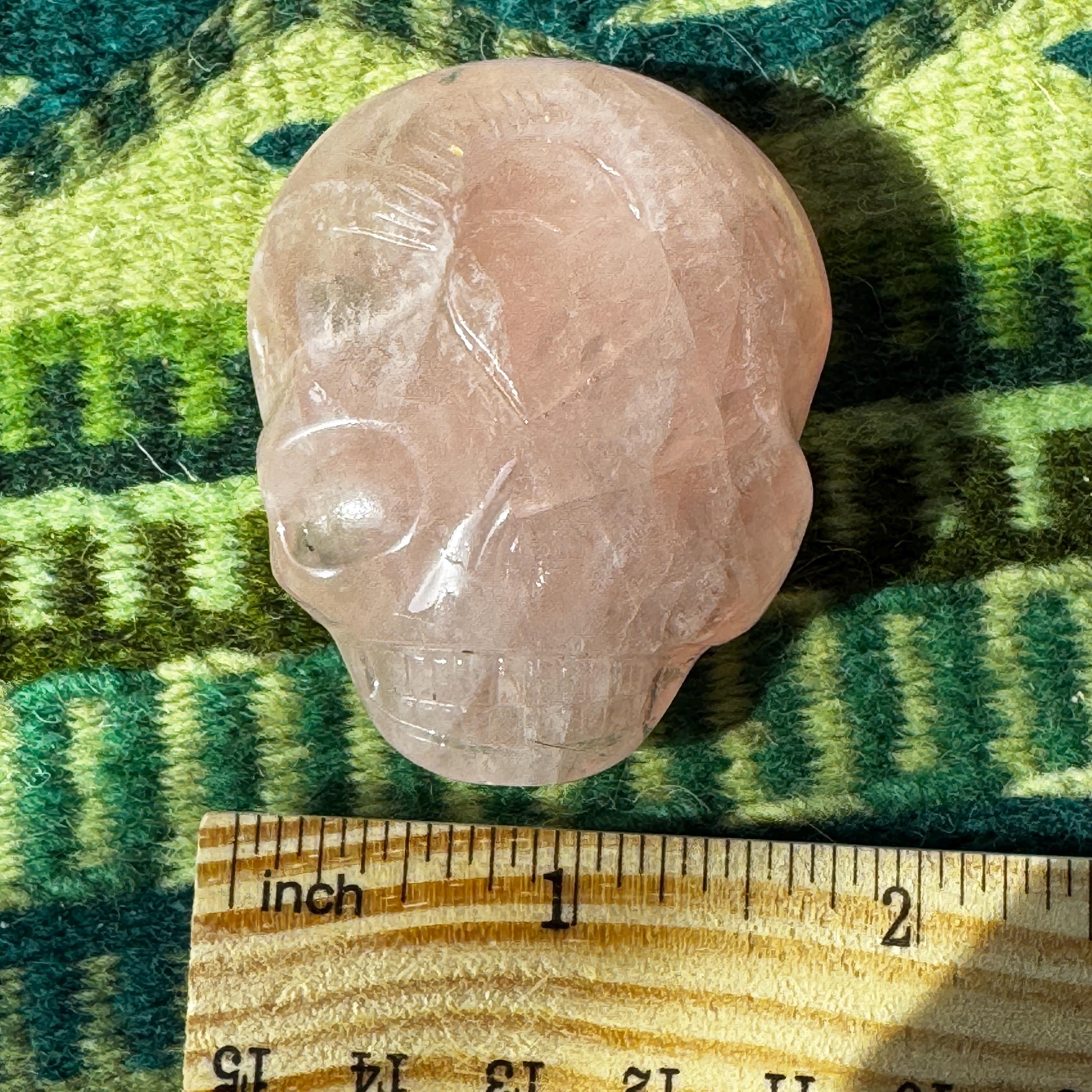 Leandro de Souza Rose Quartz Palm Stone Skull