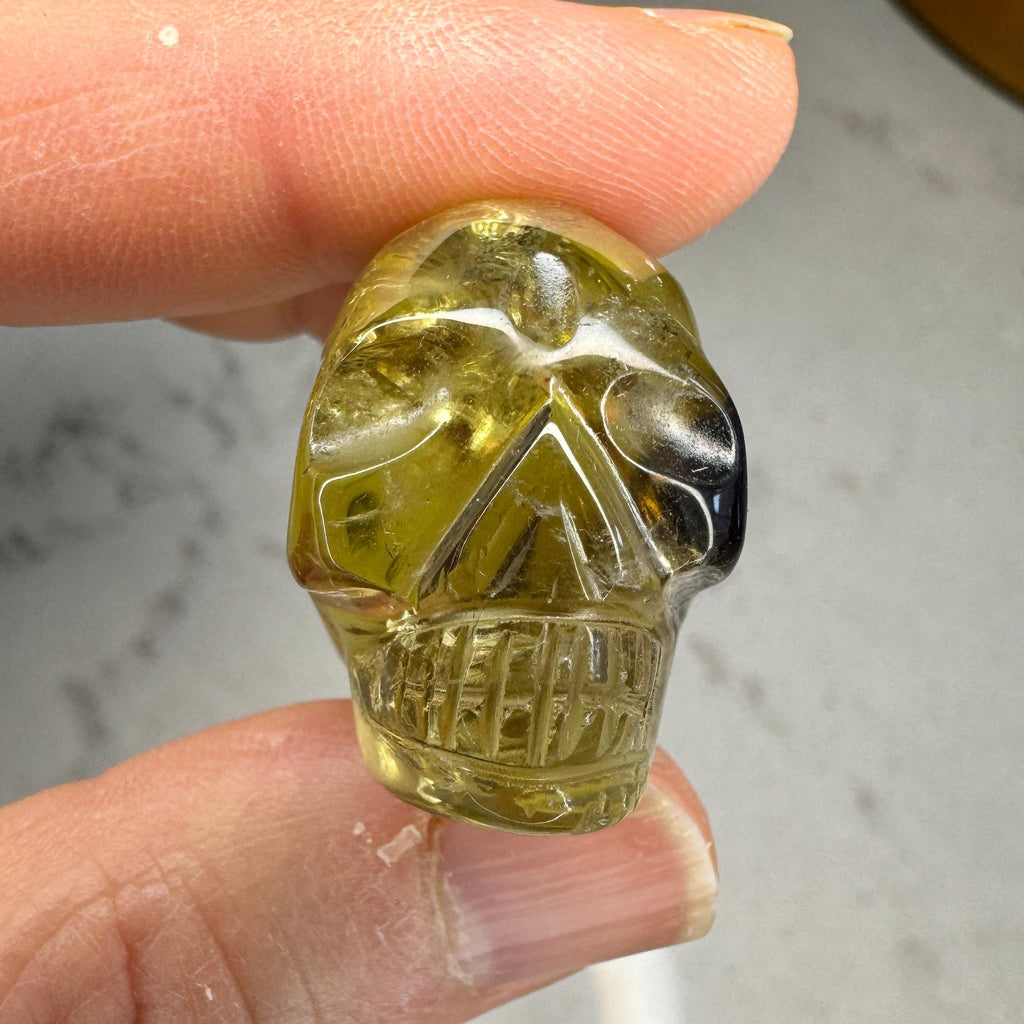 Citrine & Smoky Quartz Igor de Souza Elongated Carved Crystal Skull