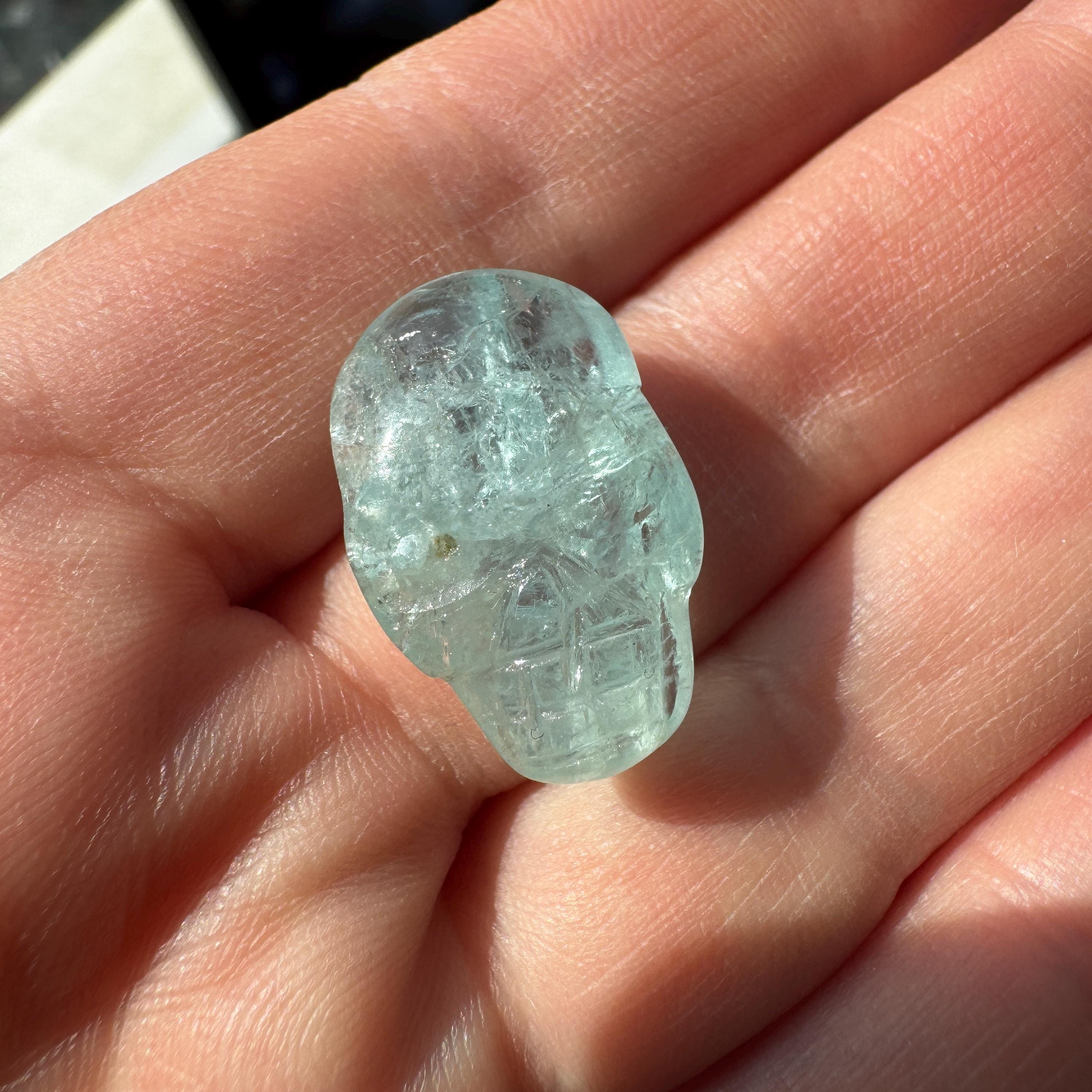 Aquamarine Igor De SouzaTiny Crystal Palm Skull