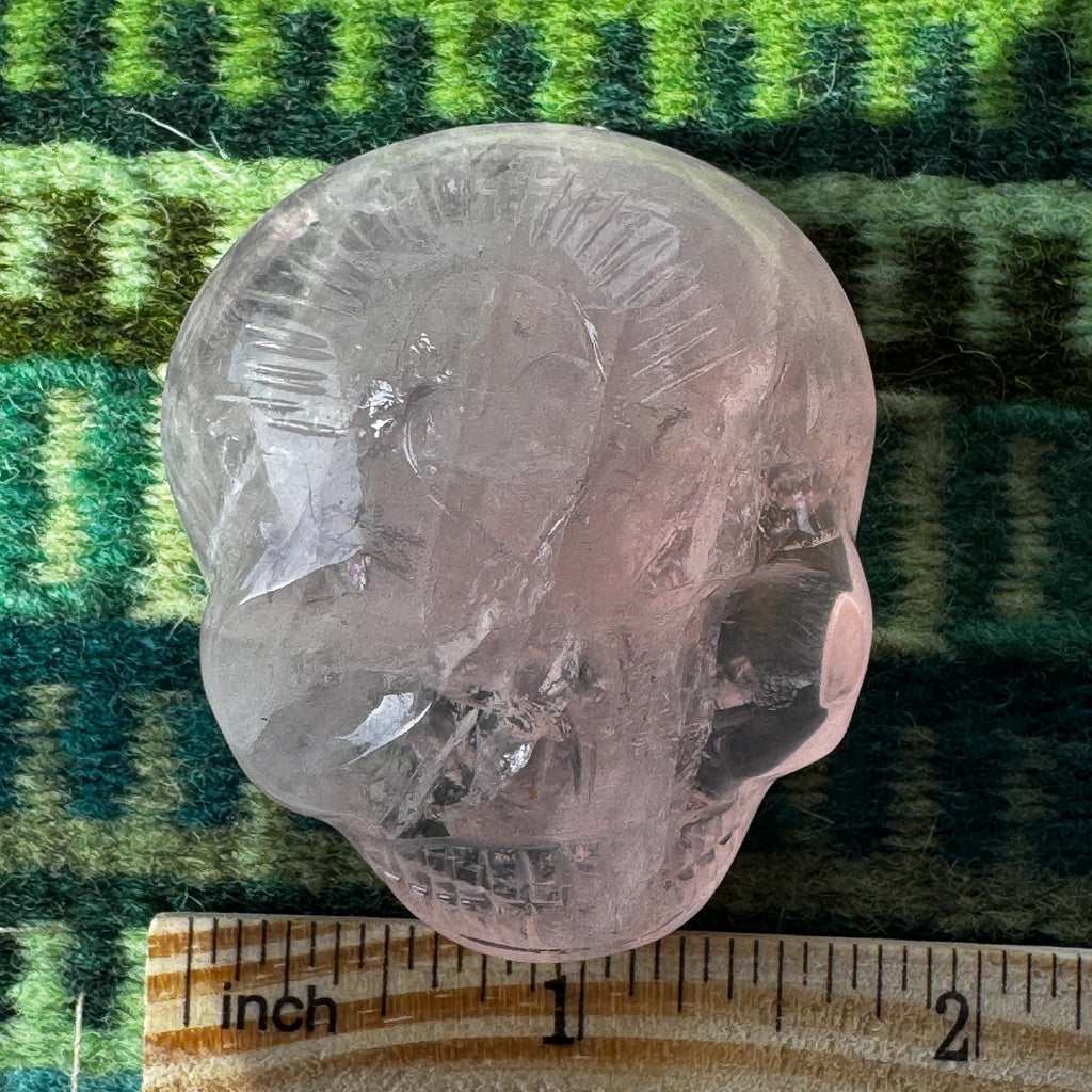 Leandro de Souza Rose Quartz Palm Stone Skull