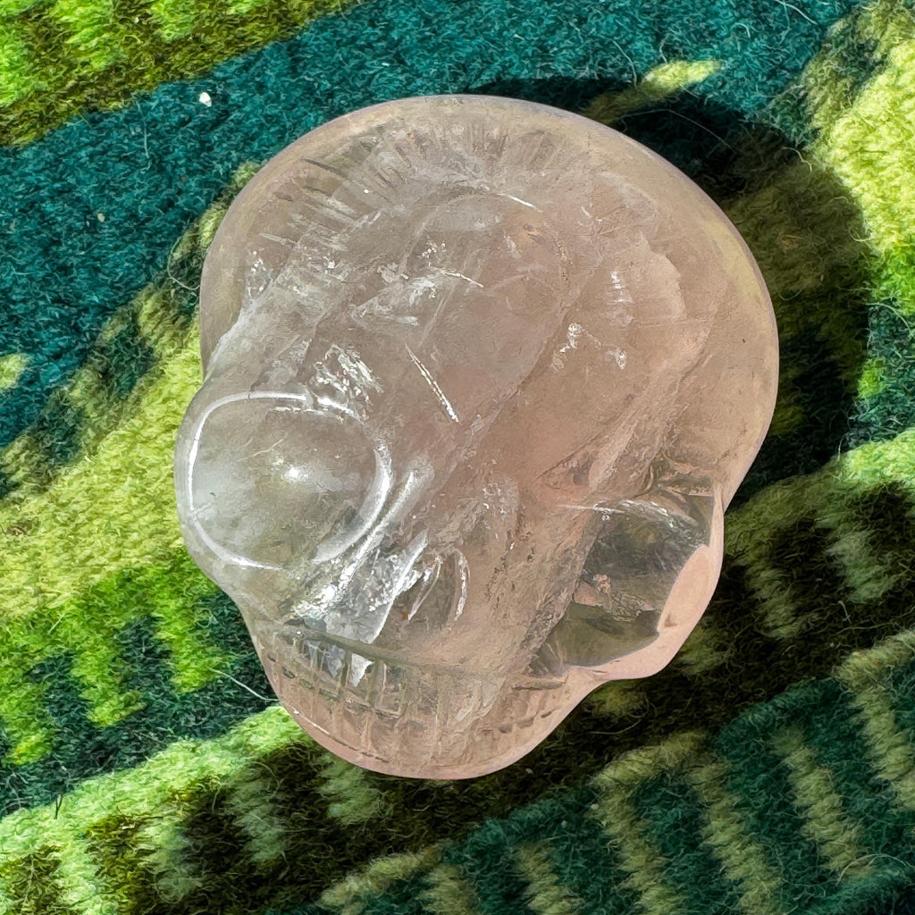 Leandro de Souza Rose Quartz Palm Stone Skull