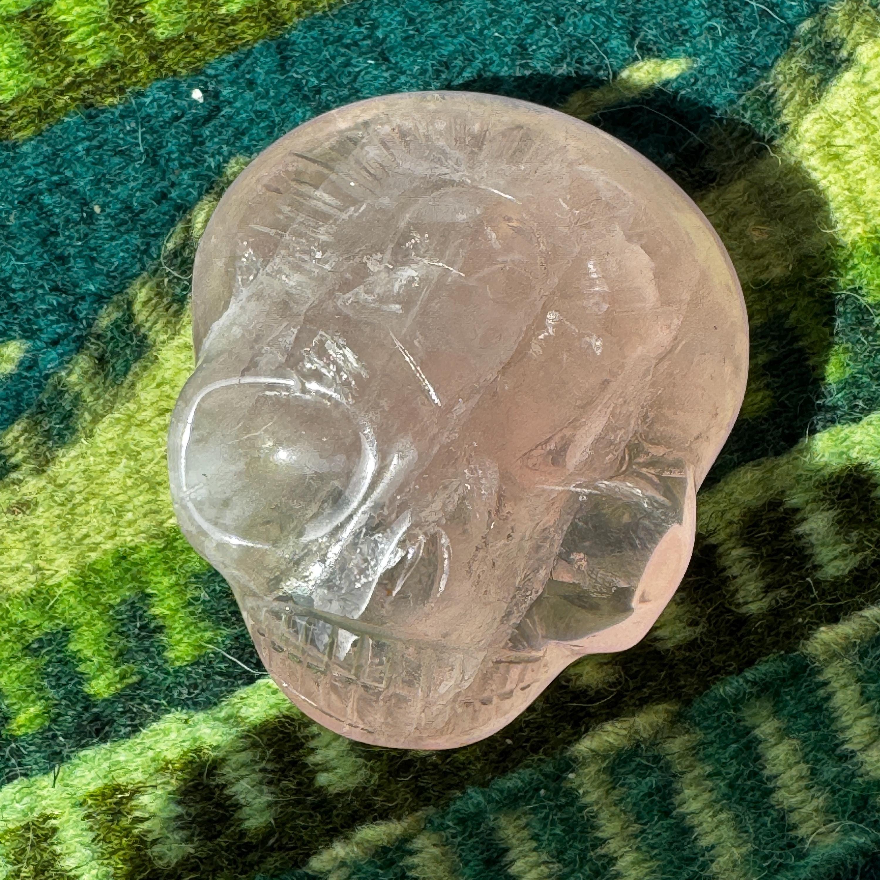 Leandro de Souza Rose Quartz Palm Stone Skull