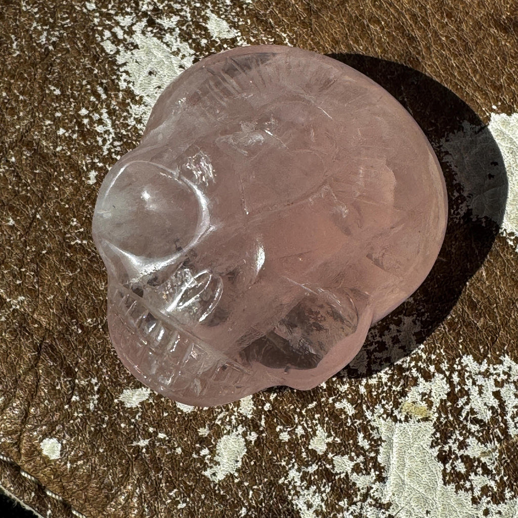 Leandro de Souza Rose Quartz Palm Stone Skull