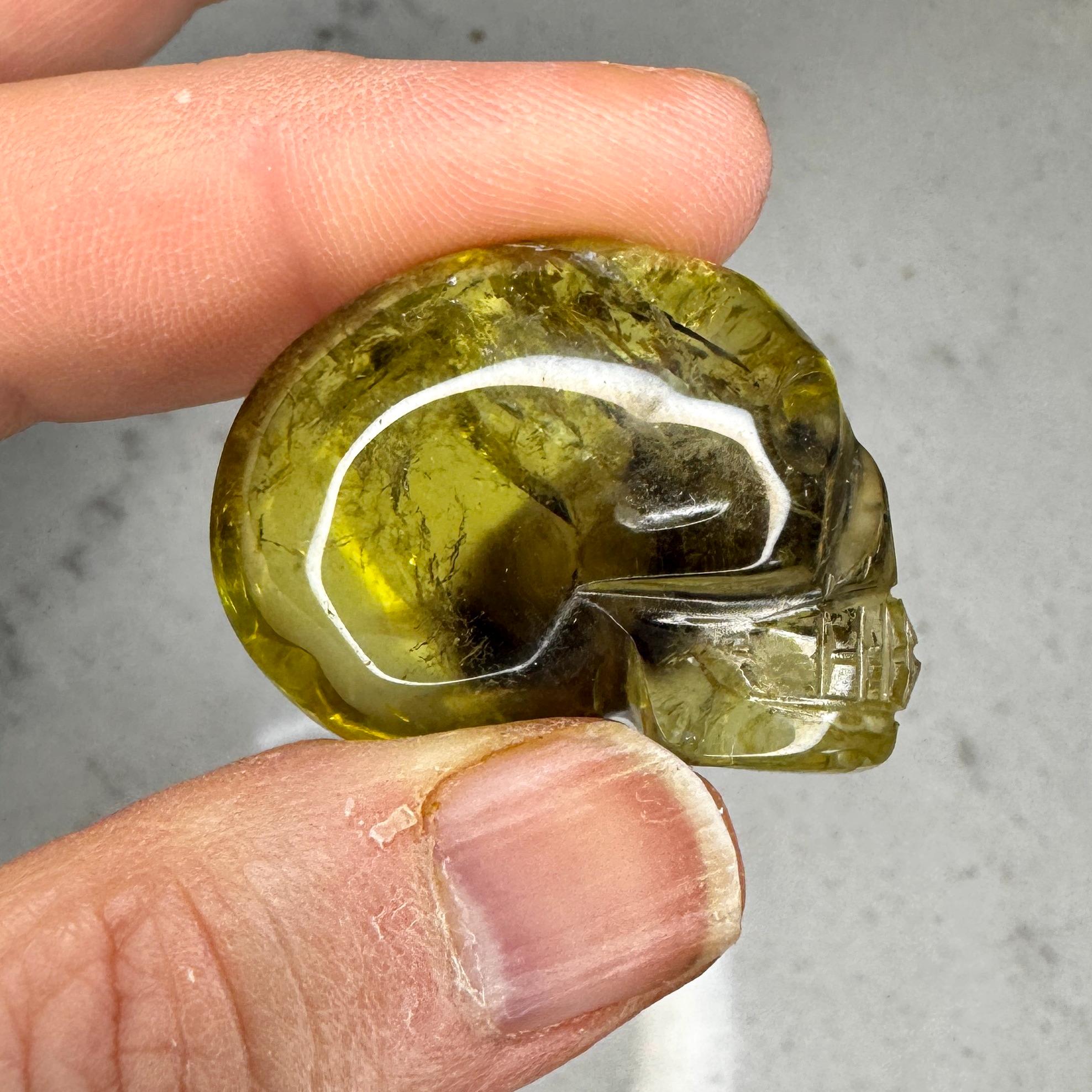 Citrine & Smoky Quartz Igor de Souza Elongated Carved Crystal Skull