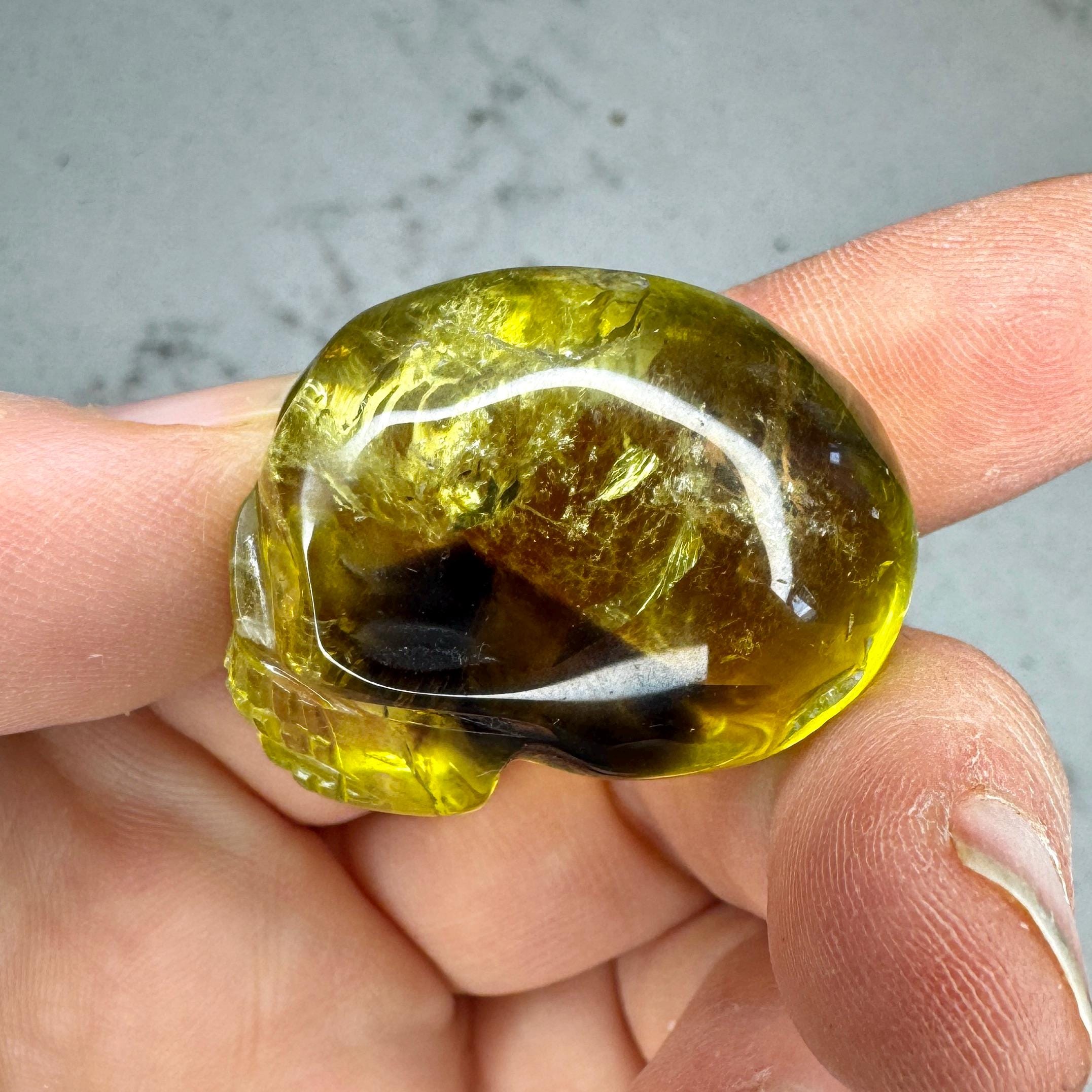 Citrine & Smoky Quartz Igor de Souza Elongated Carved Crystal Skull
