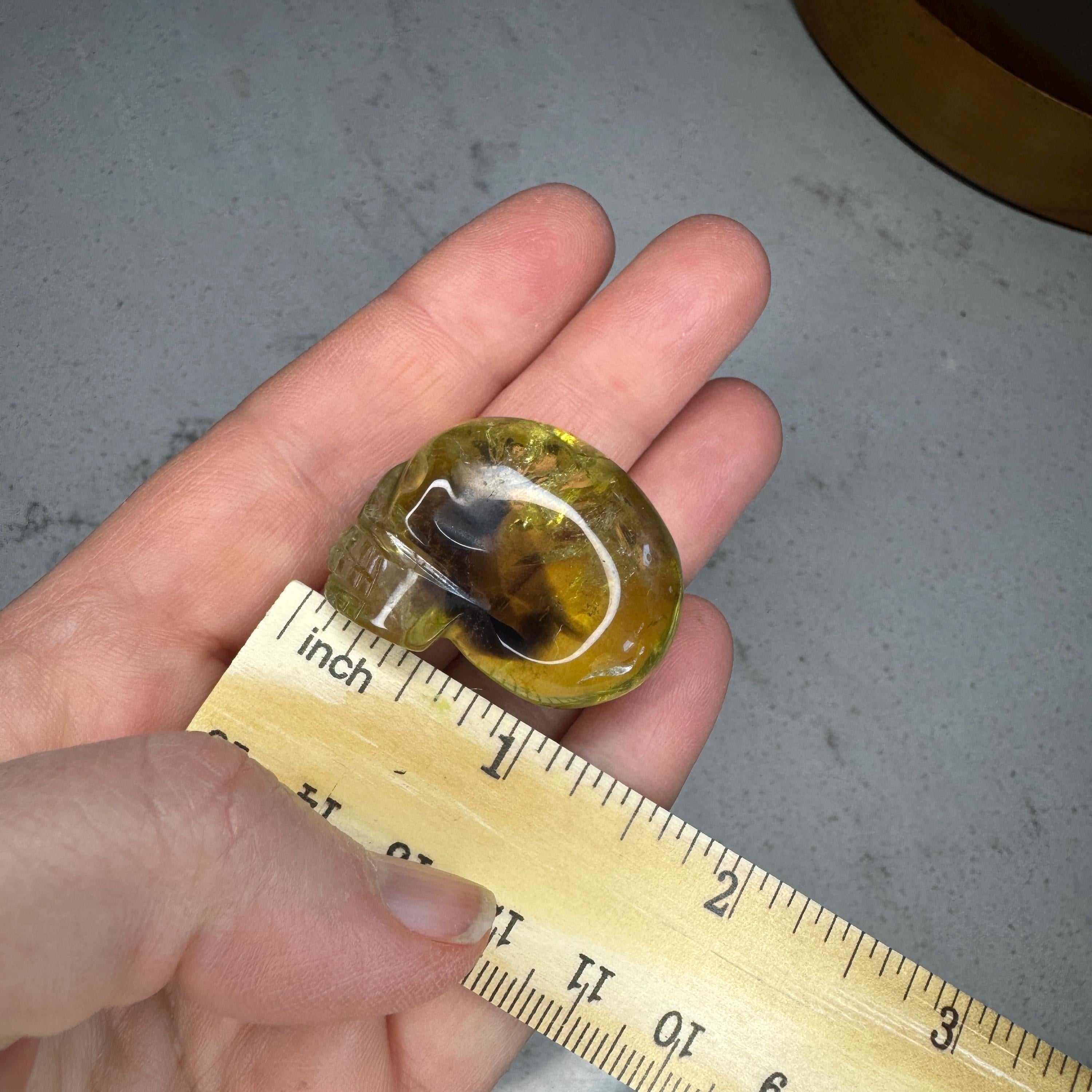 Citrine & Smoky Quartz Igor de Souza Elongated Carved Crystal Skull