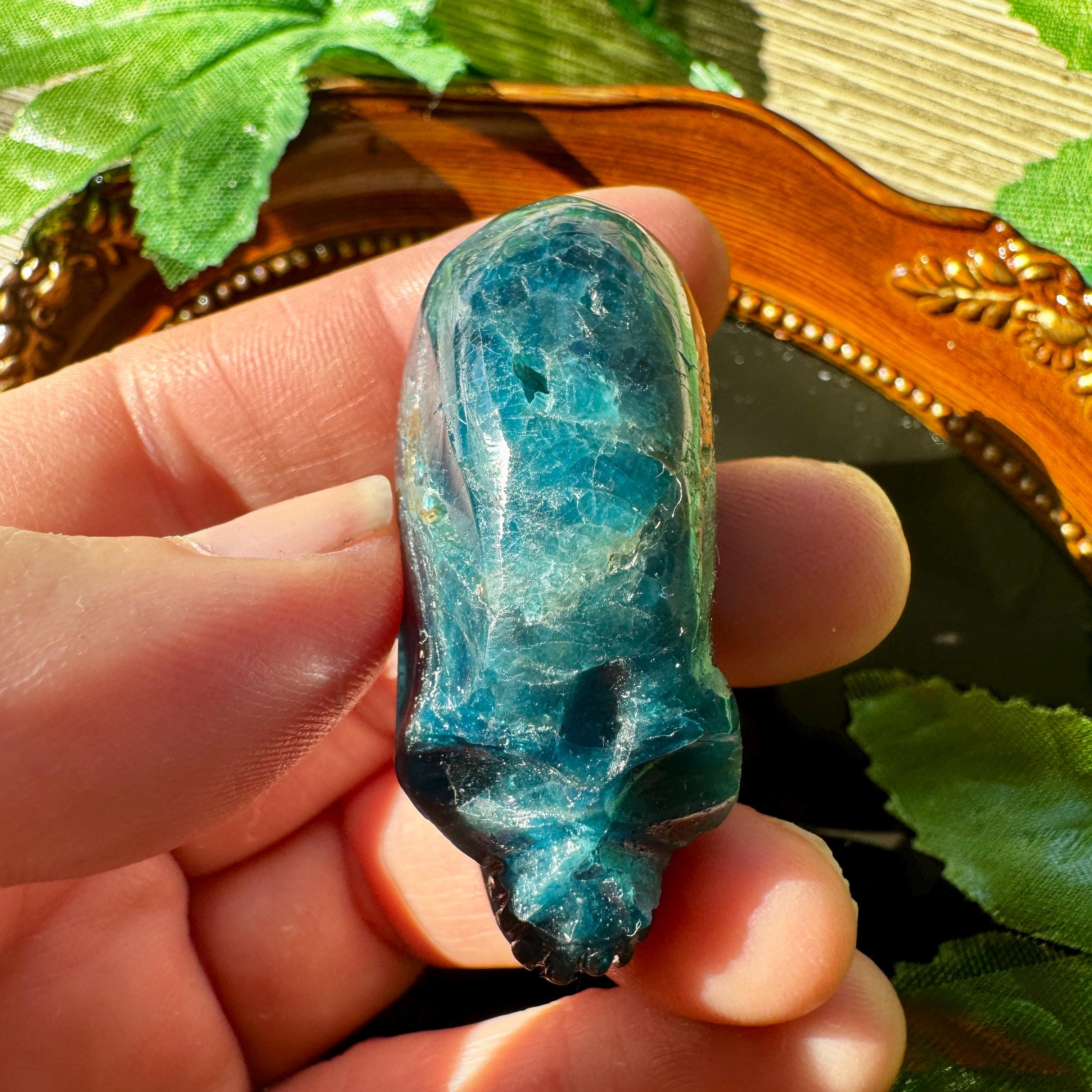 Blue Apatite Elongated Igor De Souza Crystal Skull