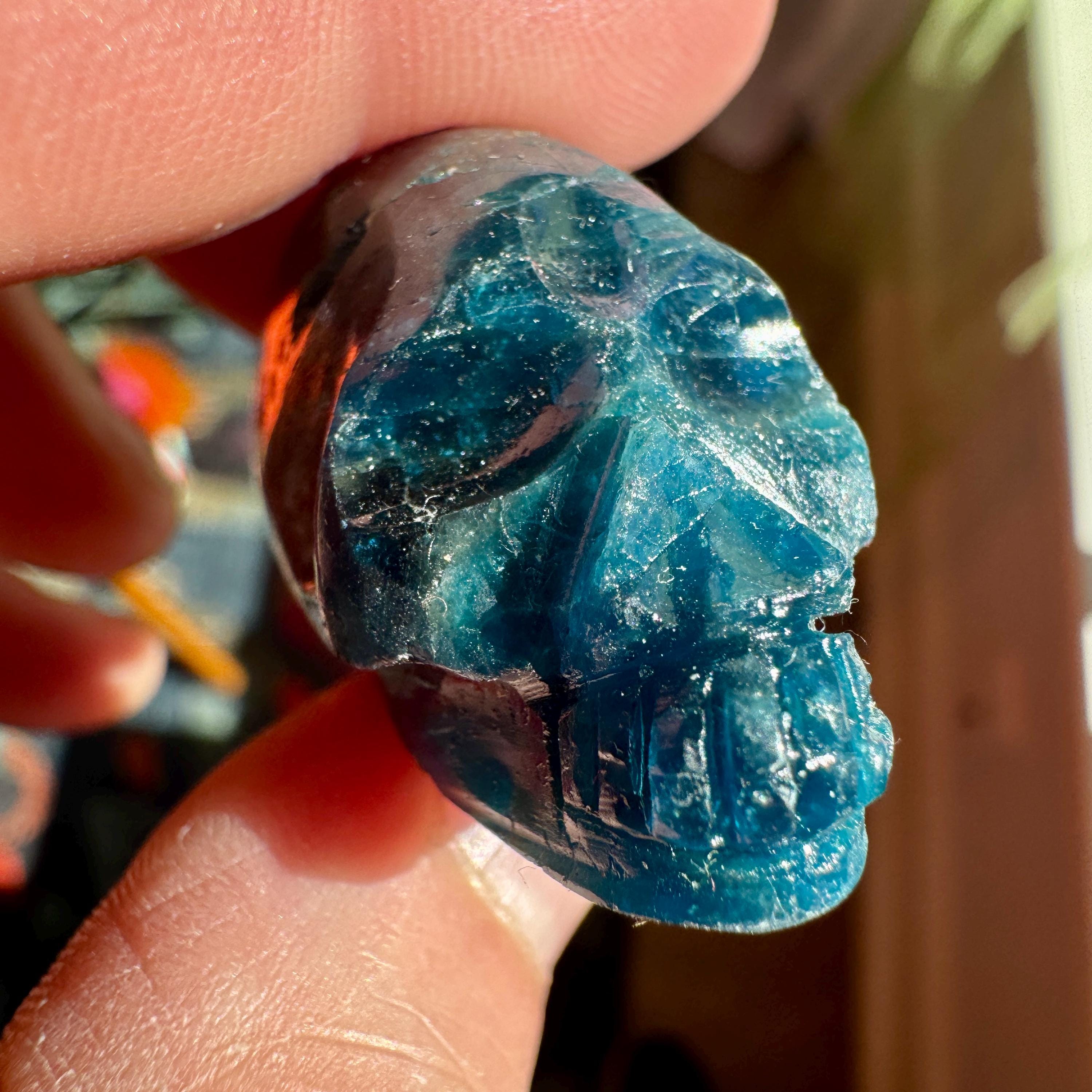 Blue Apatite Elongated Igor De Souza Crystal Skull