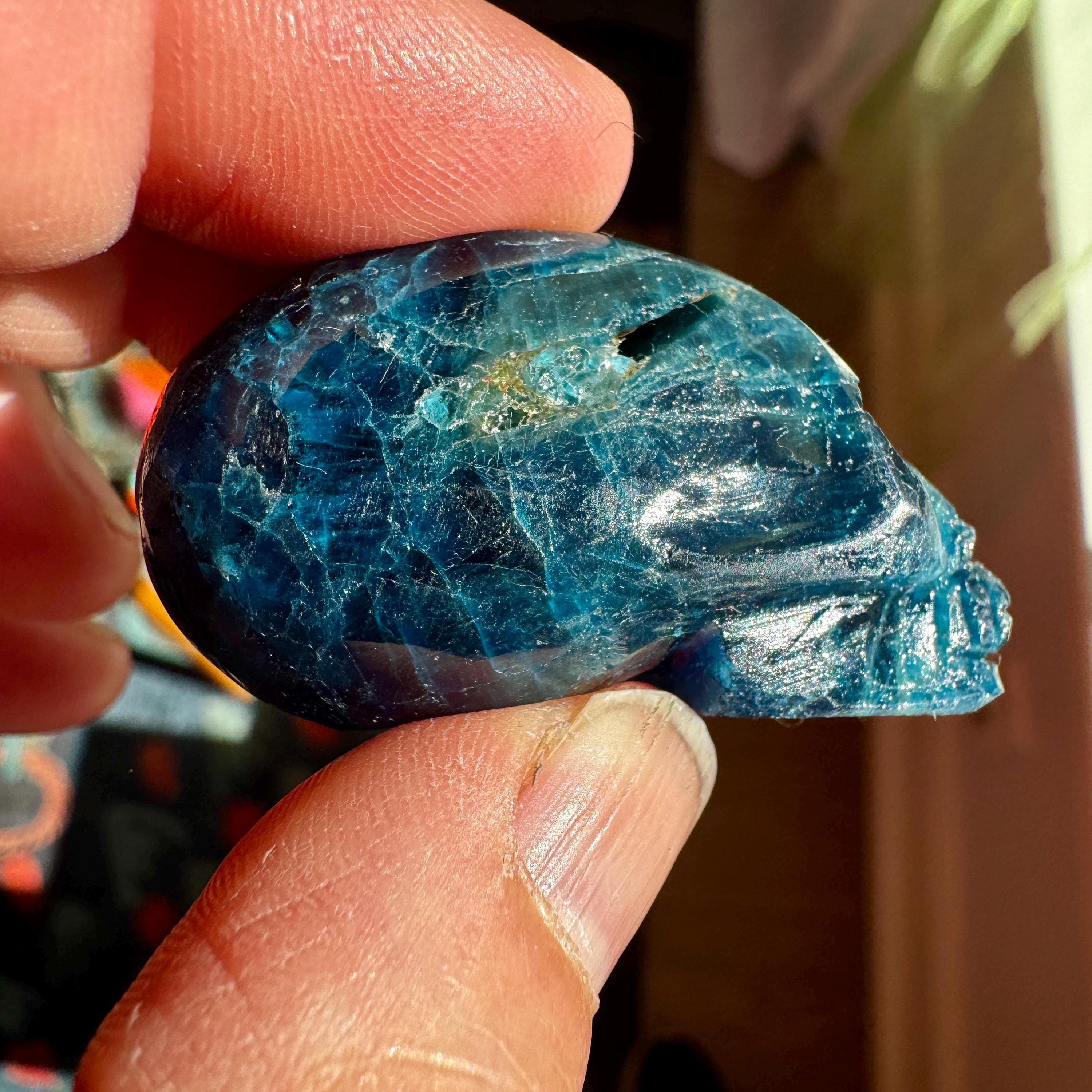 Blue Apatite Elongated Igor De Souza Crystal Skull