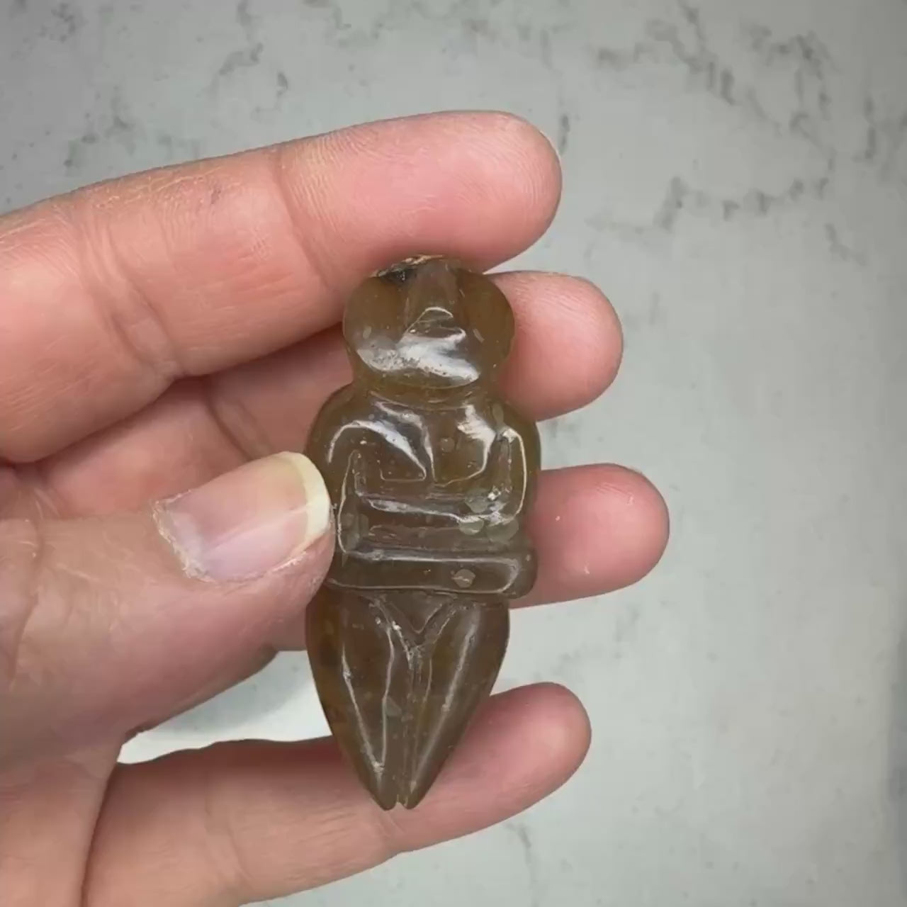 Honey Amber Goddess Carving - Translucent Artifactual Find