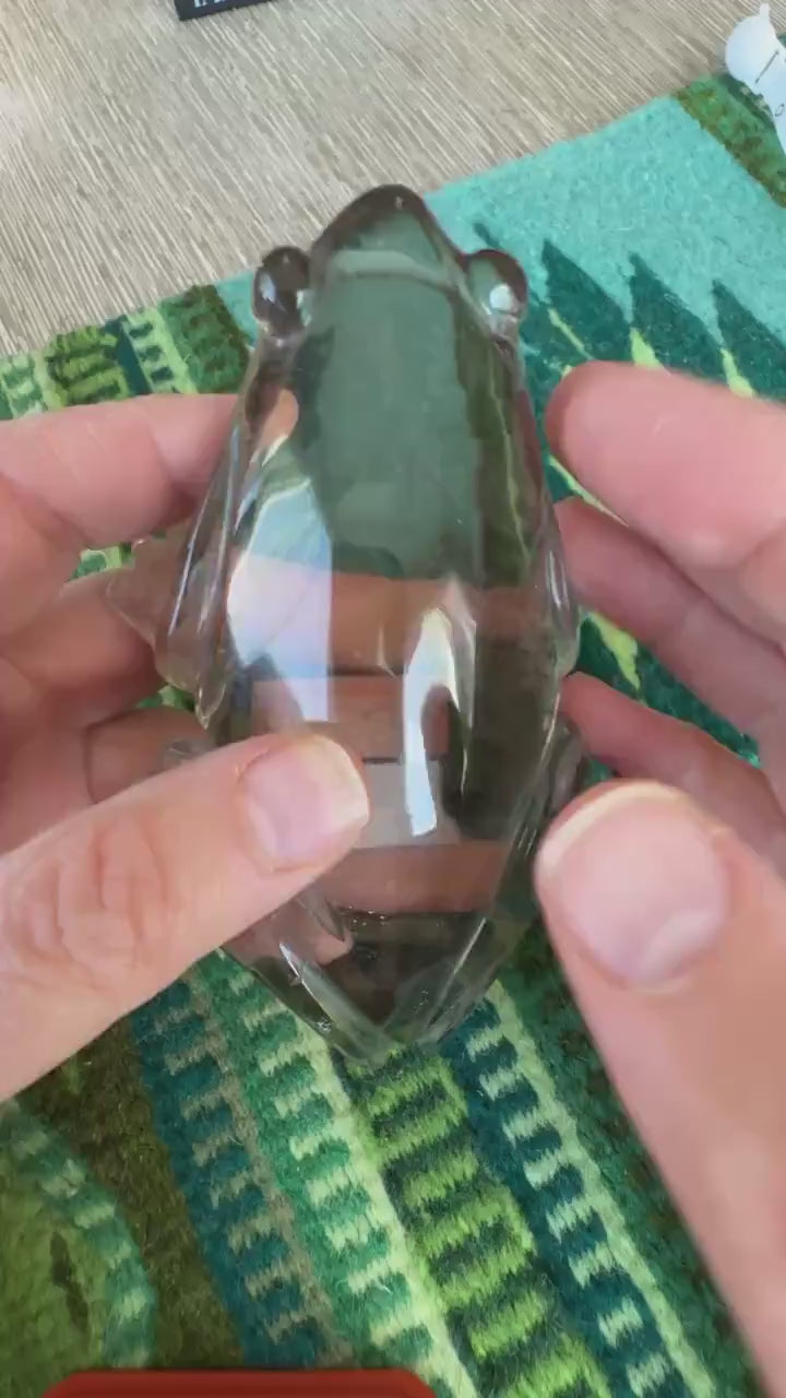 Adorable Clear Smoky Quartz Frog, Venturini Carve