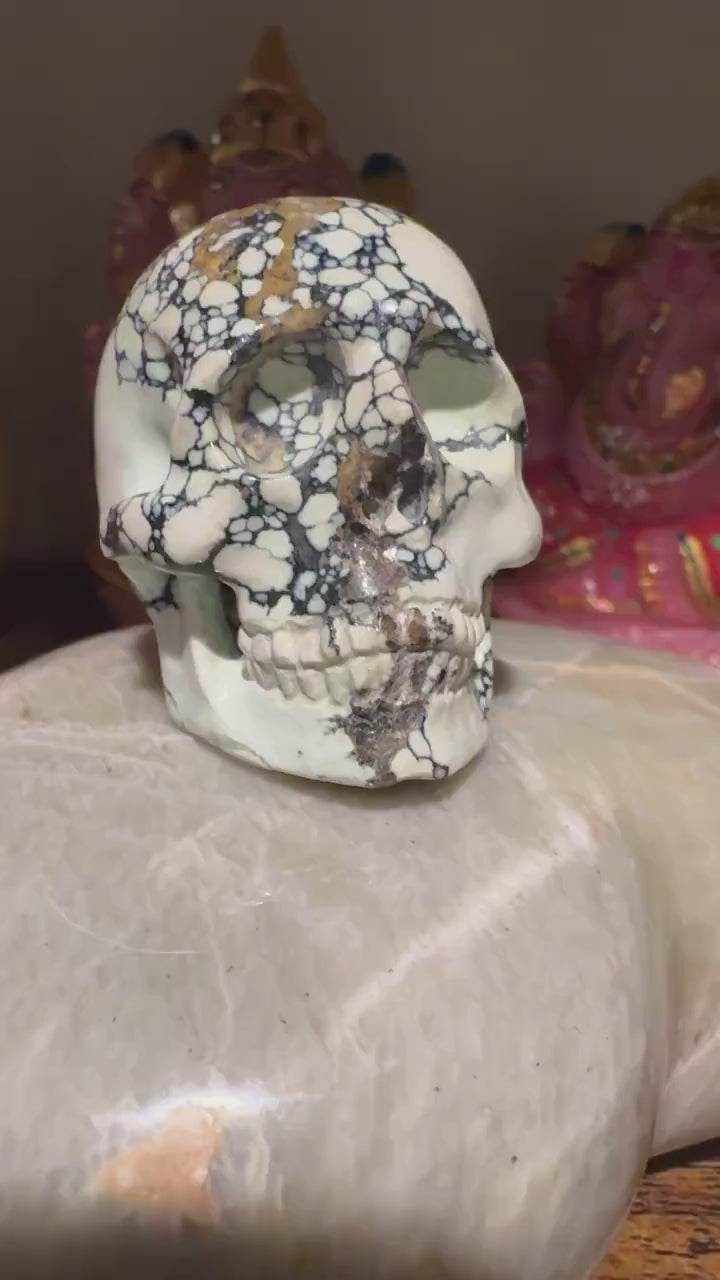 Amazingly Detailed Hand Carved Artifactual Newlander Chalcosiderite Skull