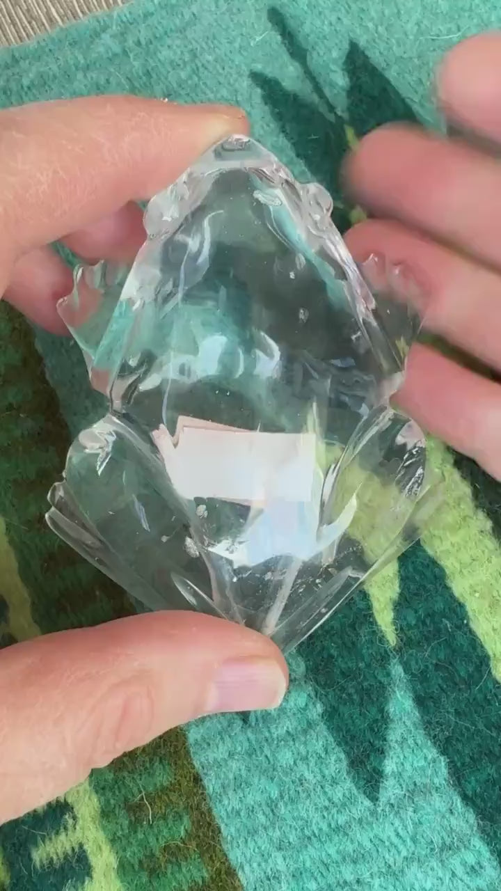 Clear Quartz Frog Carving: Venturini Brazilian Crystal Figurine
