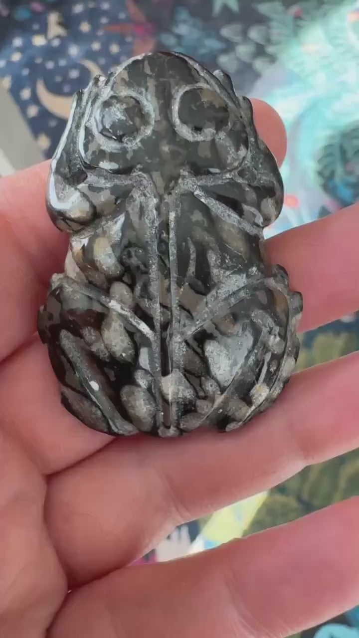 Jasper Frog Carving: Detailed Stone Pendant (2" x 1 1/2")